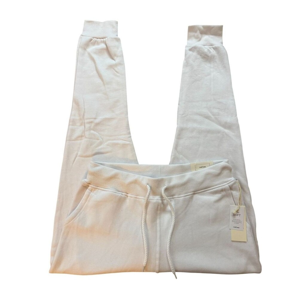 Reflex Women's White Jogger Sweatpants with Drawstring - MEDIUM